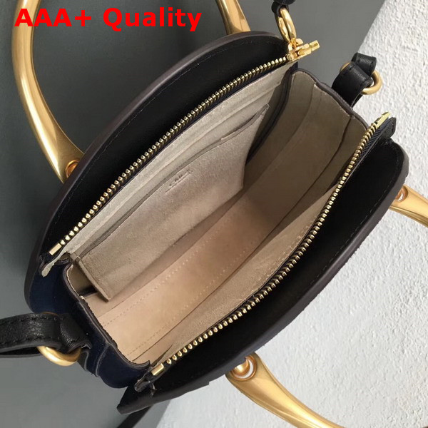 Chloe Small Pixie Bag Navy Blue Suede and Black Smooth Calfskin Replica