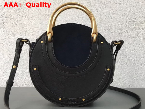 Chloe Small Pixie Bag Navy Blue Suede and Black Smooth Calfskin Replica