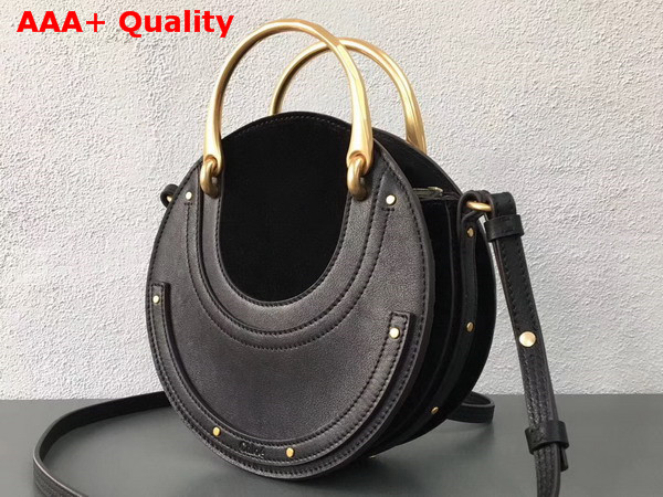 Chloe Small Pixie Bag in Black Suede and Smooth Calfskin Replica