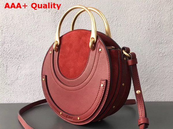 Chloe Small Pixie Bag in Sienna Red Suede and Smooth Calfskin Replica