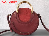 Chloe Small Pixie Bag in Sienna Red Suede and Smooth Calfskin Replica
