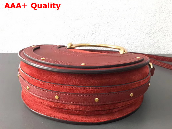 Chloe Small Pixie Bag in Sienna Red Suede and Smooth Calfskin Replica