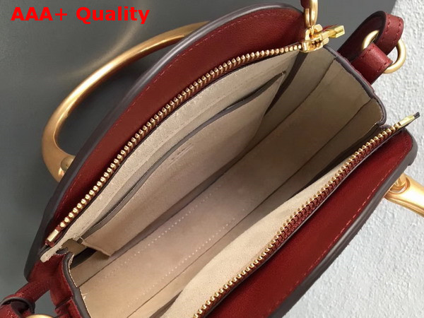 Chloe Small Pixie Bag in Sienna Red Suede and Smooth Calfskin Replica