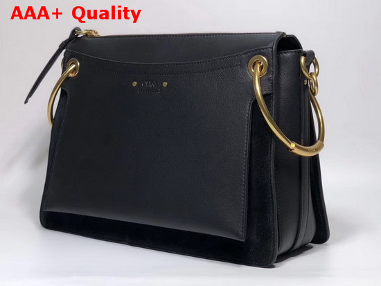 Chloe Small Roy Bag in Black Smooth and Suede Calfskin Replica