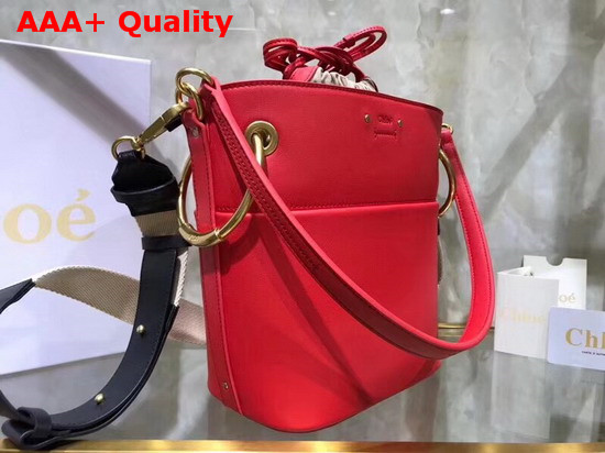 Chloe Small Roy Bucket Bag in Red Smooth Calfskin Replica