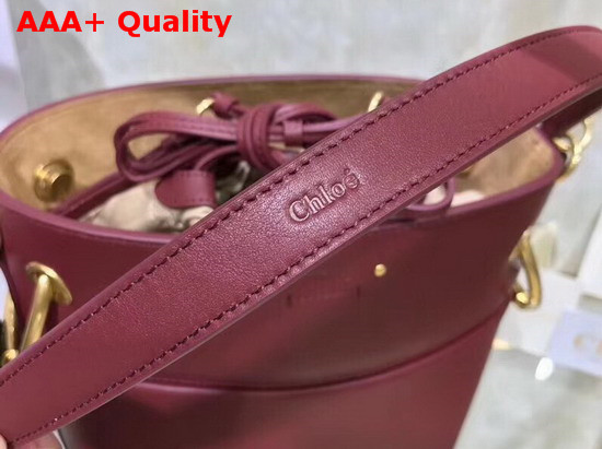 Chloe Small Roy Bucket Bag in Smooth Calfskin Burgundy Replica