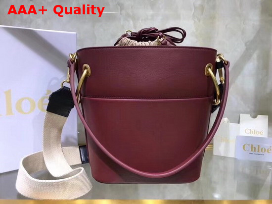 Chloe Small Roy Bucket Bag in Smooth Calfskin Burgundy Replica