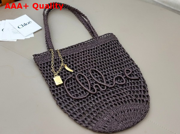 Chloe Small Summer Banana Tote Bag in Kohl Brown Raffia Replica