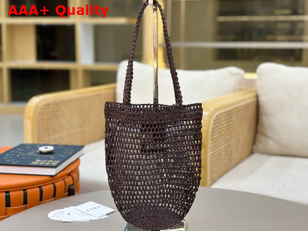 Chloe Small Summer Banana Tote Bag in Kohl Brown Raffia Replica