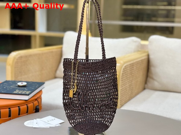 Chloe Small Summer Banana Tote Bag in Kohl Brown Raffia Replica