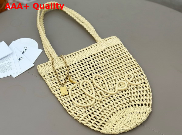 Chloe Small Summer Banana Tote Bag in Natural Raffia Replica