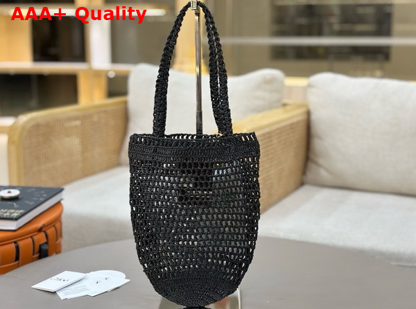 Chloe Small Summer Banana Tote Bag in Raffia Black Replica