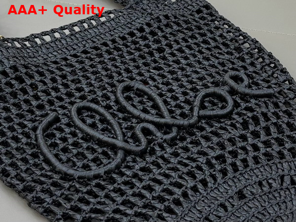 Chloe Small Summer Banana Tote Bag in Raffia Black Replica