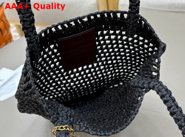 Chloe Small Summer Banana Tote Bag in Raffia Black Replica