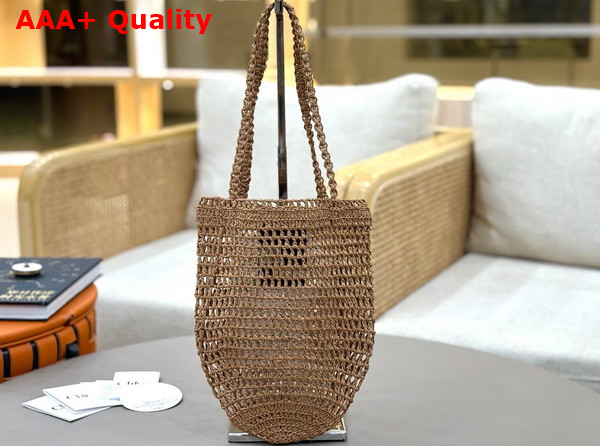 Chloe Small Summer Banana Tote Bag in Raffia Hot Sand Replica