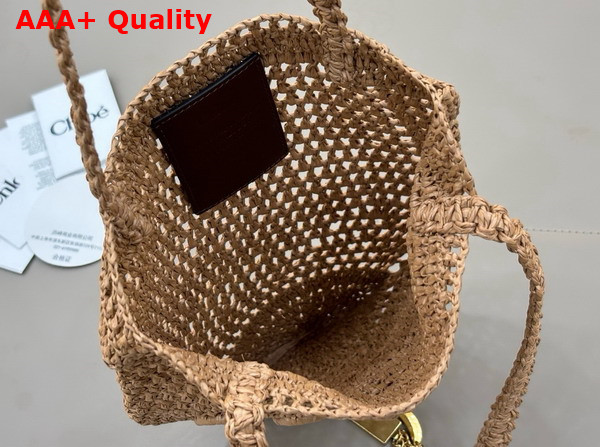 Chloe Small Summer Banana Tote Bag in Raffia Hot Sand Replica