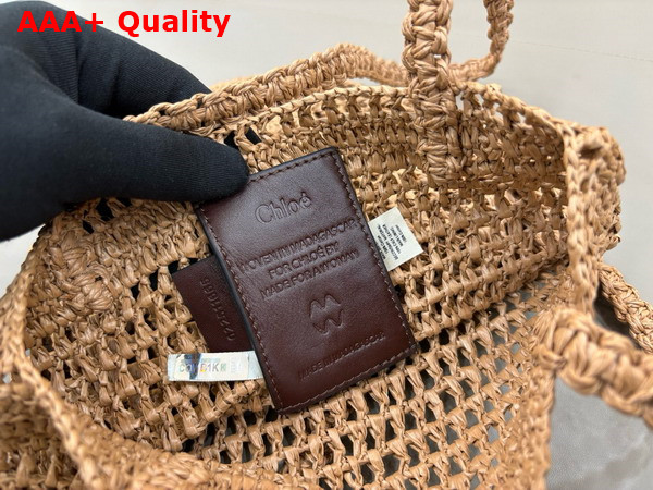 Chloe Small Summer Banana Tote Bag in Raffia Hot Sand Replica