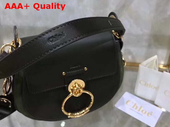 Chloe Small Tess Bag in Black Shiny Calfskin and Khaki Suede Calfskin Replica