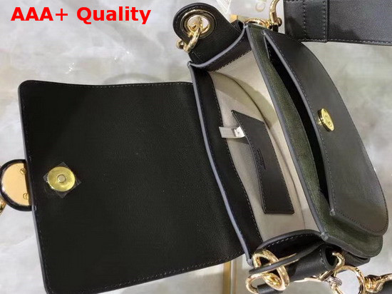 Chloe Small Tess Bag in Black Shiny Calfskin and Khaki Suede Calfskin Replica