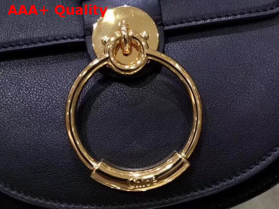 Chloe Small Tess Bag in Black Shiny and Suede Calfskin Replica