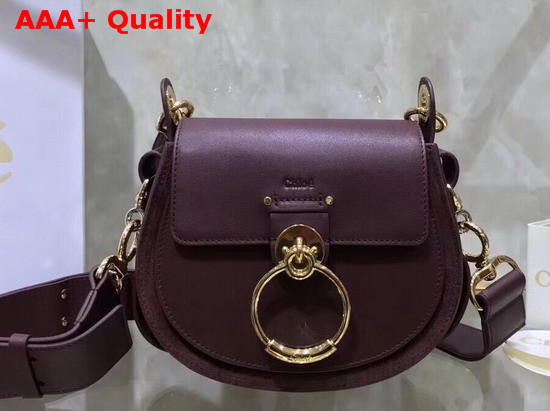 Chloe Small Tess Bag in Burgundy Shiny and Suede Calfskin Replica