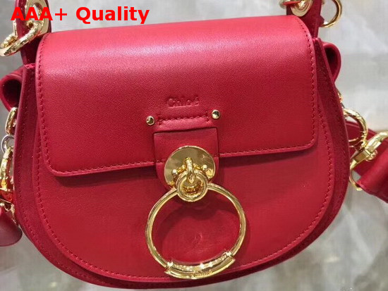 Chloe Small Tess Bag in Red Shiny and Suede Calfskin Replica