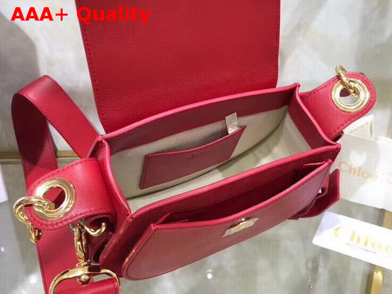 Chloe Small Tess Bag in Red Shiny and Suede Calfskin Replica