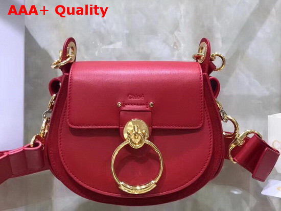 Chloe Small Tess Bag in Red Shiny and Suede Calfskin Replica