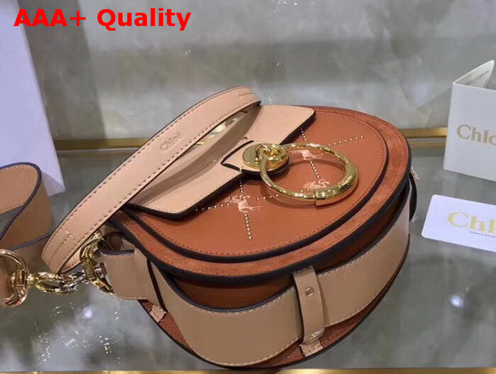 Chloe Small Tess Bag in Smooth Calfskin with a Mix of Little Horses Embroidery and Debossed Baroque C Caramel Replica