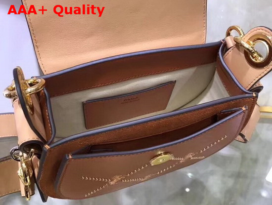 Chloe Small Tess Bag in Smooth Calfskin with a Mix of Little Horses Embroidery and Debossed Baroque C Caramel Replica