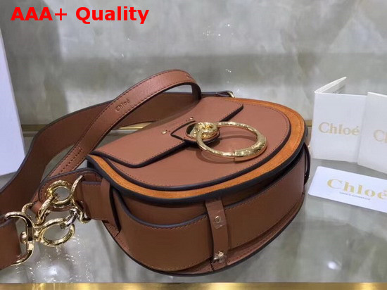 Chloe Small Tess Bag in Tan Shiny and Suede Calfskin Replica