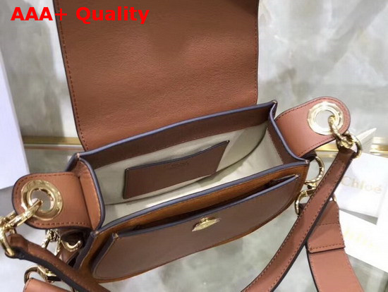 Chloe Small Tess Bag in Tan Shiny and Suede Calfskin Replica