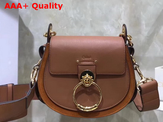 Chloe Small Tess Bag in Tan Shiny and Suede Calfskin Replica