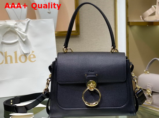 Chloe Small Tess Day Bag in Grained and Shiny Calfskin Black Replica