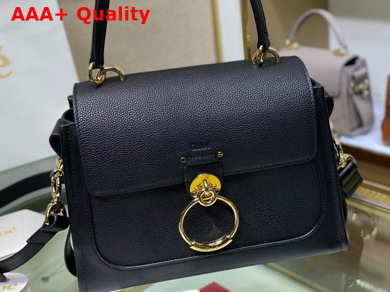 Chloe Small Tess Day Bag in Grained and Shiny Calfskin Black Replica