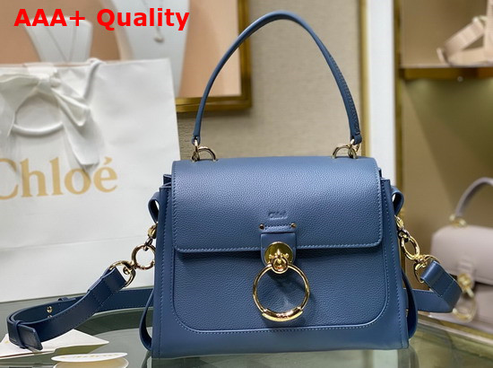 Chloe Small Tess Day Bag in Grained and Shiny Calfskin Blue Replica