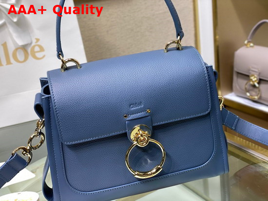 Chloe Small Tess Day Bag in Grained and Shiny Calfskin Blue Replica