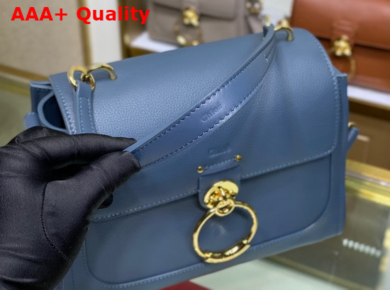 Chloe Small Tess Day Bag in Grained and Shiny Calfskin Blue Replica