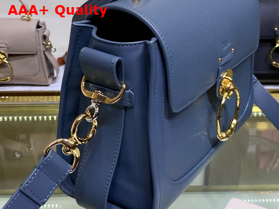 Chloe Small Tess Day Bag in Grained and Shiny Calfskin Blue Replica