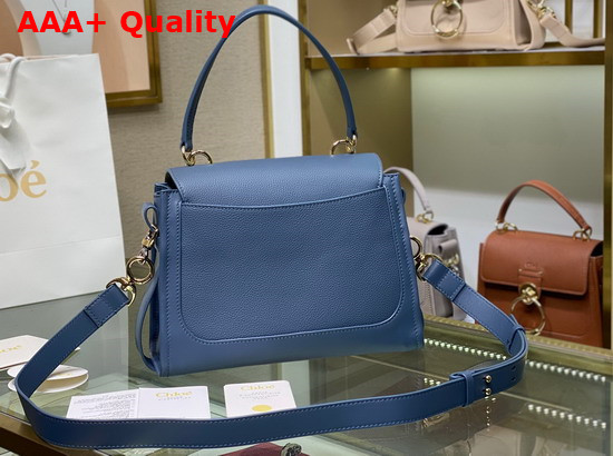 Chloe Small Tess Day Bag in Grained and Shiny Calfskin Blue Replica