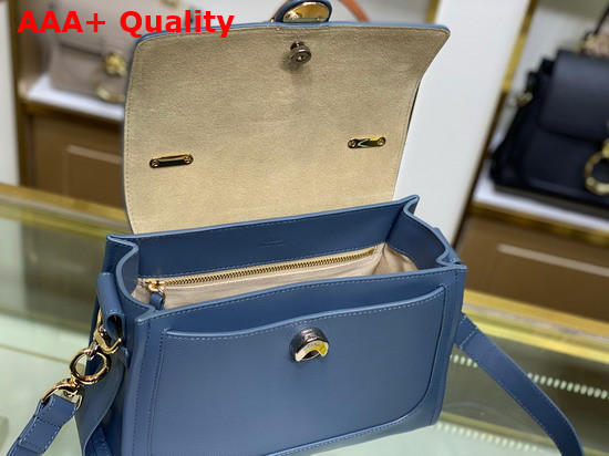 Chloe Small Tess Day Bag in Grained and Shiny Calfskin Blue Replica