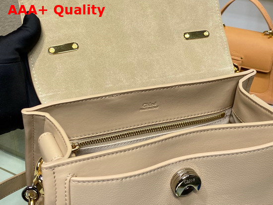 Chloe Small Tess Day Bag in Grained and Shiny Calfskin Sweet Beige Replica