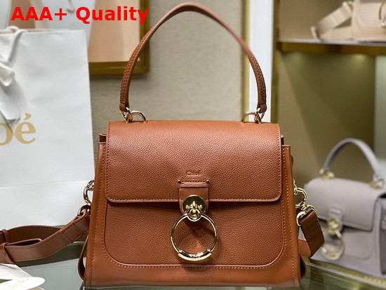 Chloe Small Tess Day Bag in Grained and Shiny Calfskin Tan Replica
