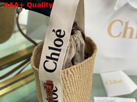 Chloe Small Woody Basket in Fair Trade Paper with the Woody Ribbon White Replica