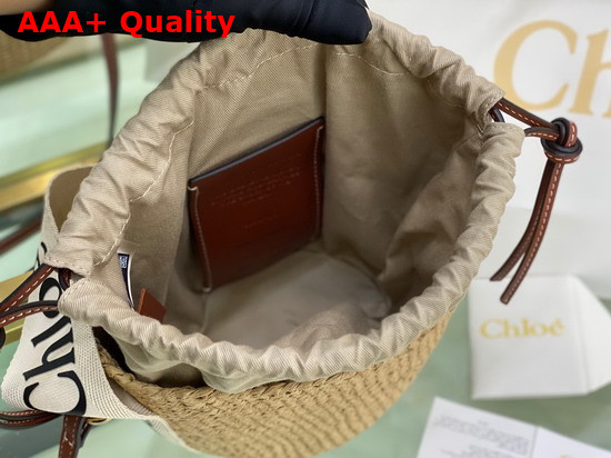 Chloe Small Woody Basket in Fair Trade Paper with the Woody Ribbon White Replica