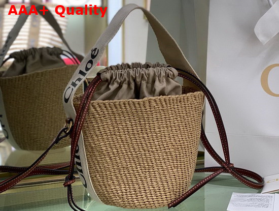 Chloe Small Woody Basket in Fair Trade Paper with the Woody Ribbon White Replica