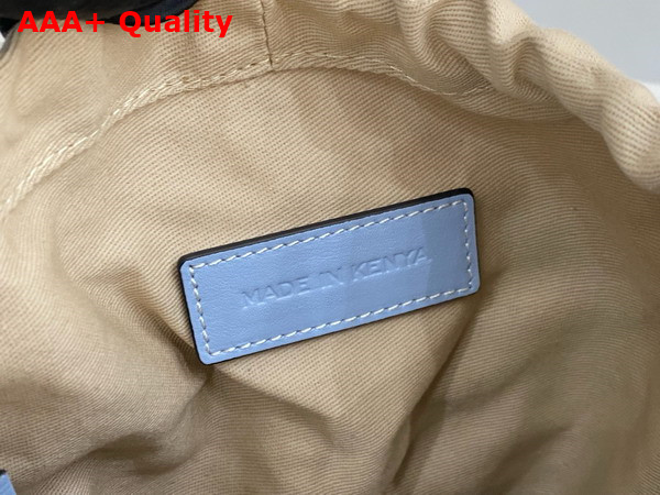 Chloe Small Woody Basket in Natural Fibers and Sky Blue Leather Replica
