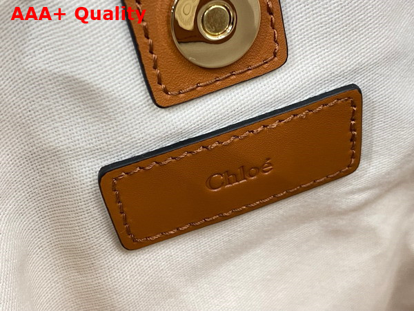 Chloe Small Woody Tote Bag in Beige Shearling and Tan Nylon Replica