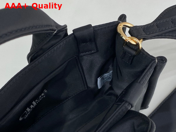 Chloe Small Woody Tote Bag in Black Recycled Nylon with Chloe Logo Replica