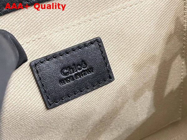 Chloe Small Woody Tote Bag in Black Smooth Calfskin with Chloe Logo Replica